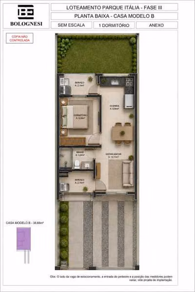 Casa, 1 quarto, 38 m² - Foto 1
