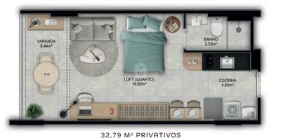 Flat/Apart Hotel, 1 quarto, 33 m² - Foto 3