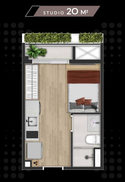 Apartamento, 1 quarto, 19 m² - Foto 2