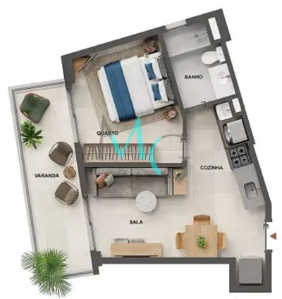 Apartamento, 1 quarto, 74 m² - Foto 1