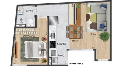 Apartamento, 1 quarto, 44 m² - Foto 2