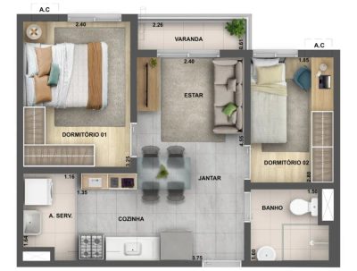 Apartamento, 2 quartos, 42 m² - Foto 4