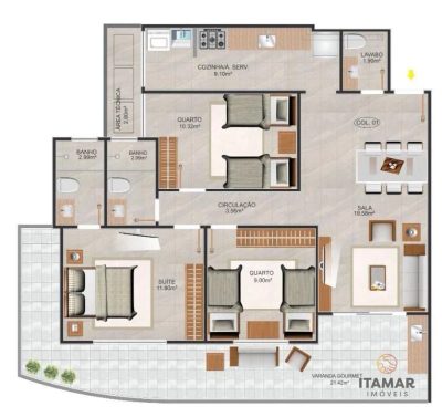Apartamento, 3 quartos, 95 m² - Foto 3