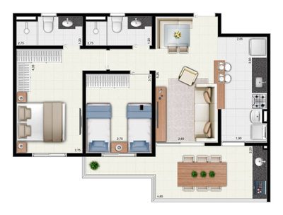 Apartamento, 2 quartos, 73 m² - Foto 2