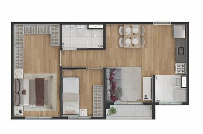 Apartamento, 2 quartos, 44 m² - Foto 3
