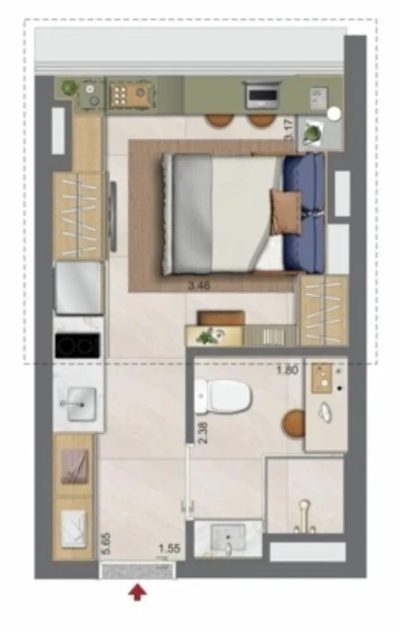Apartamento, 1 quarto, 28 m² - Foto 5