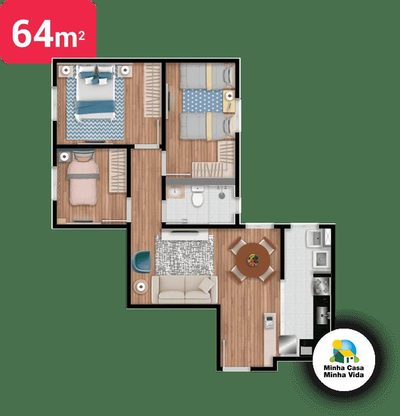 Apartamento, 3 quartos, 64 m² - Foto 1