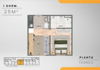 Apartamento, 1 quarto, 25 m² - Foto 2