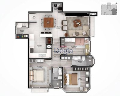 Apartamento, 3 quartos, 96 m² - Foto 1