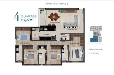 Apartamento, 4 quartos, 118 m² - Foto 1
