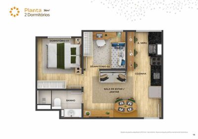 Apartamento, 2 quartos, 36 m² - Foto 1