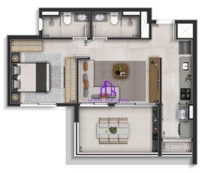 Apartamento, 2 quartos, 56 m² - Foto 2