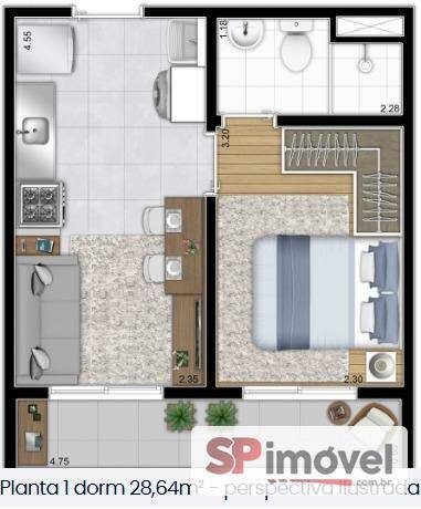 Apartamento, 1 quarto, 28 m² - Foto 2