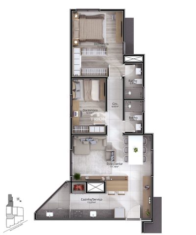 Apartamento, 2 quartos, 79 m² - Foto 2