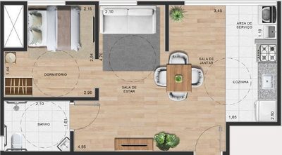 Apartamento, 2 quartos, 42 m² - Foto 3