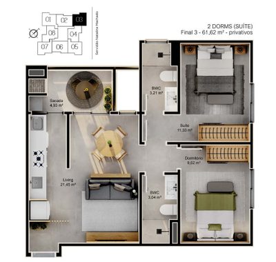 Apartamento, 63 m² - Foto 2