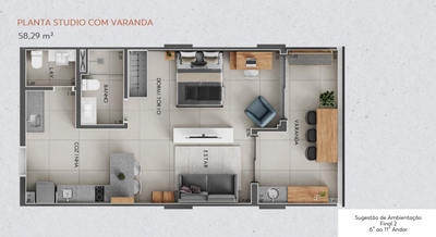 Apartamento, 1 quarto, 58 m² - Foto 3