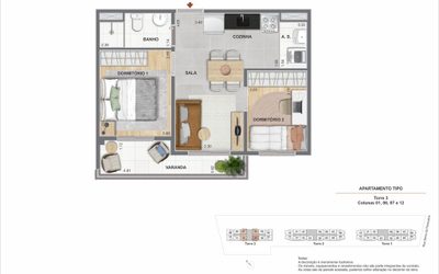 Apartamento, 2 quartos, 39 m² - Foto 3