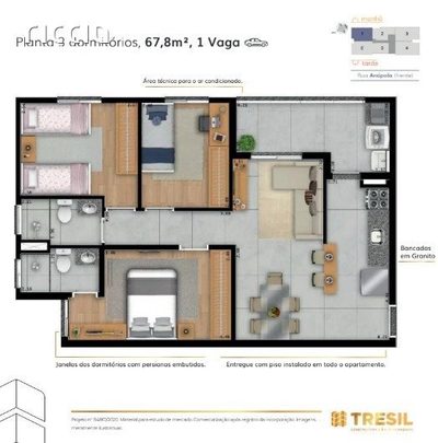 Apartamento, 3 quartos, 67 m² - Foto 3