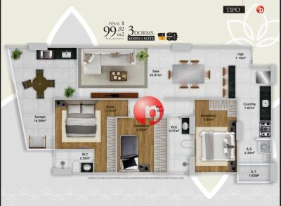 Apartamento, 3 quartos, 99 m² - Foto 3