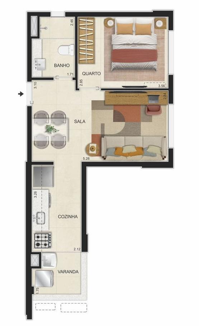 Cobertura, 1 quarto, 53 m² - Foto 3