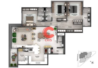 Apartamento, 3 quartos, 167 m² - Foto 3