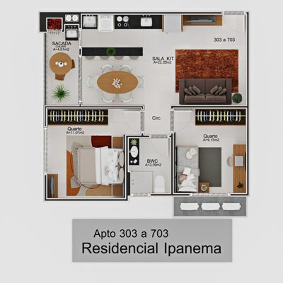 Apartamento, 2 quartos, 58 m² - Foto 1
