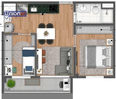Apartamento, 1 quarto, 34 m² - Foto 3