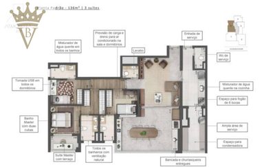Apartamento, 3 quartos, 136 m² - Foto 1