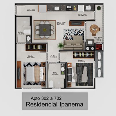 Apartamento, 2 quartos, 65 m² - Foto 1