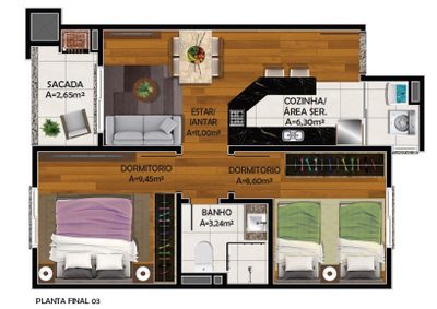 Apartamento, 2 quartos, 53 m² - Foto 3