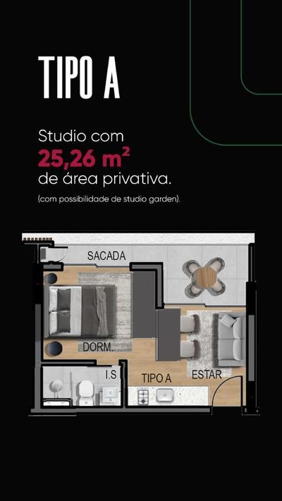 Apartamento, 1 quarto, 22 m² - Foto 3