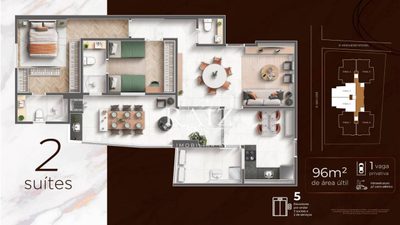 Apartamento, 2 quartos, 96 m² - Foto 1