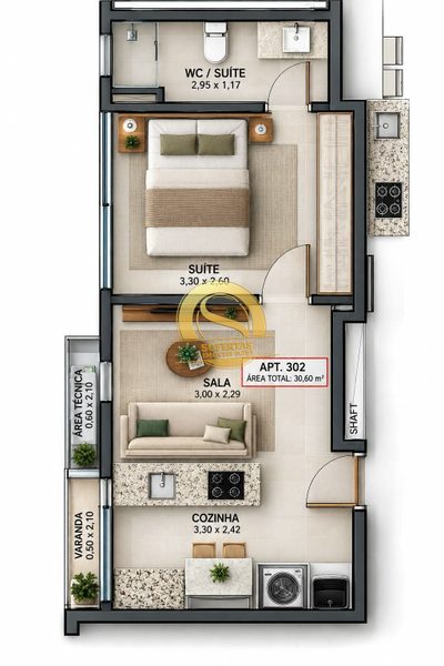 Apartamento, 1 quarto, 30 m² - Foto 2