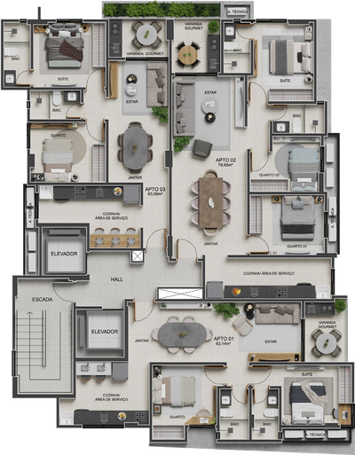 Apartamento, 2 quartos, 63 m² - Foto 2