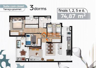 Apartamento, 3 quartos, 75 m² - Foto 4