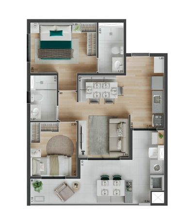 Apartamento, 2 quartos, 61 m² - Foto 3