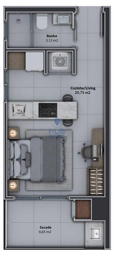 Kitnet-Studio, 34 m² - Foto 2