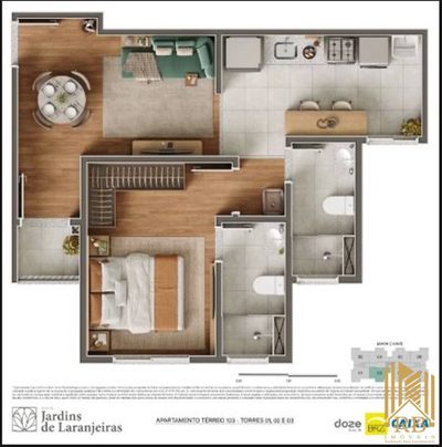 Apartamento, 1 quarto, 46 m² - Foto 1