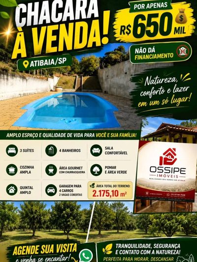 Chácara, 3 quartos, 2000 m² - Foto 1