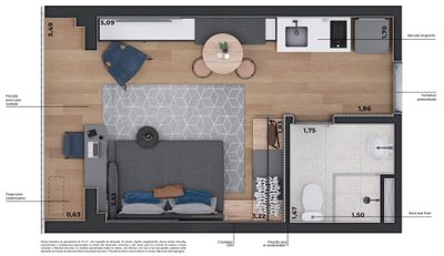 Kitnet-Studio, 24 m² - Foto 1