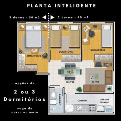 Apartamento, 3 quartos, 50 m² - Foto 3