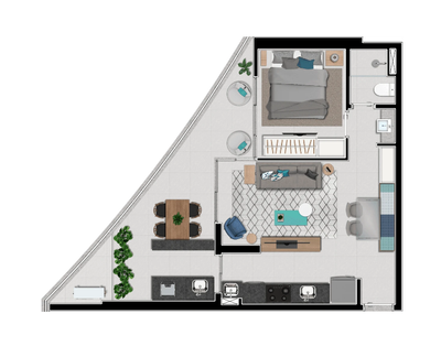 Apartamento, 1 quarto, 59 m² - Foto 2