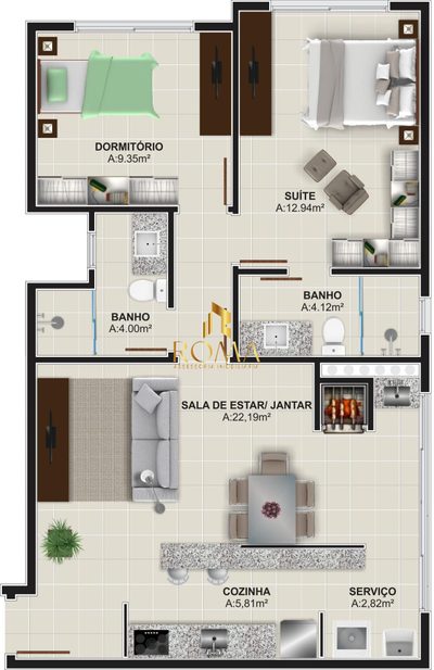 Apartamento, 2 quartos, 77 m² - Foto 2