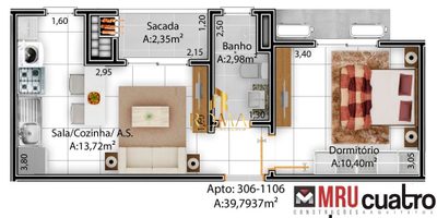 Apartamento, 1 quarto, 39 m² - Foto 2