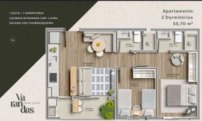 Apartamento, 2 quartos, 55 m² - Foto 1