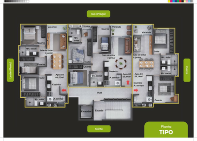 Apartamento, 2 quartos, 59 m² - Foto 3