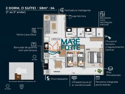 Apartamento, 2 quartos, 58 m² - Foto 2