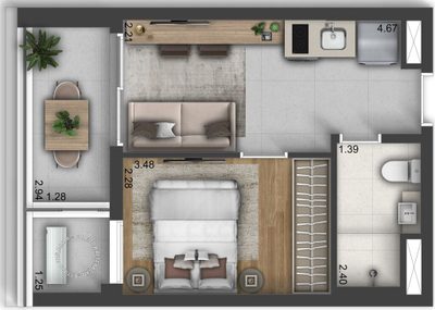 Apartamento, 1 quarto, 33 m² - Foto 1