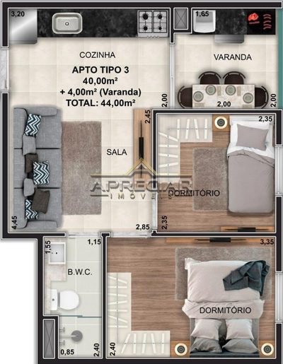 Apartamento, 2 quartos, 62 m² - Foto 3